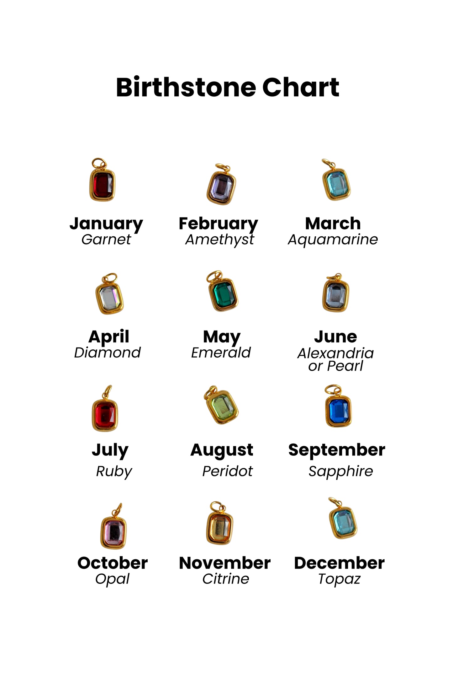 Birthstone Rectangle Charm