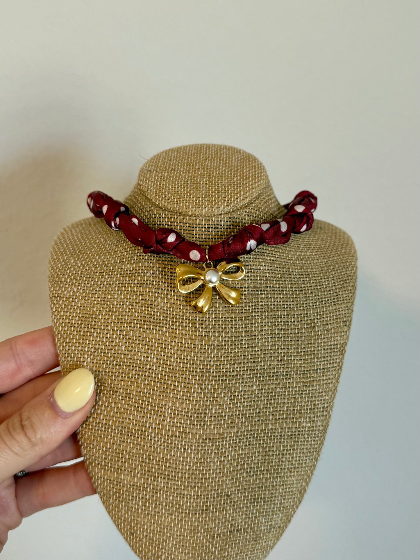 Red Polka Dot Scarf Necklace