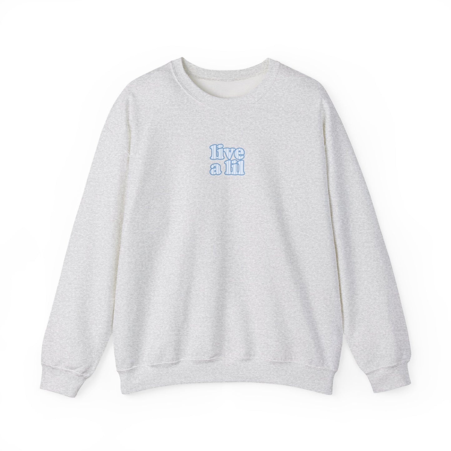 Live A Lil Pastel Blue Patchwork Crewneck