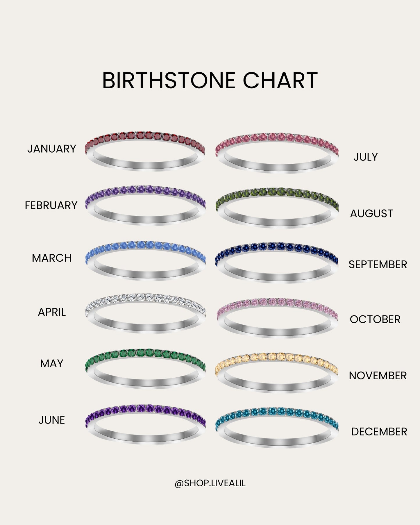 Silver Dainty Birthstone Rings