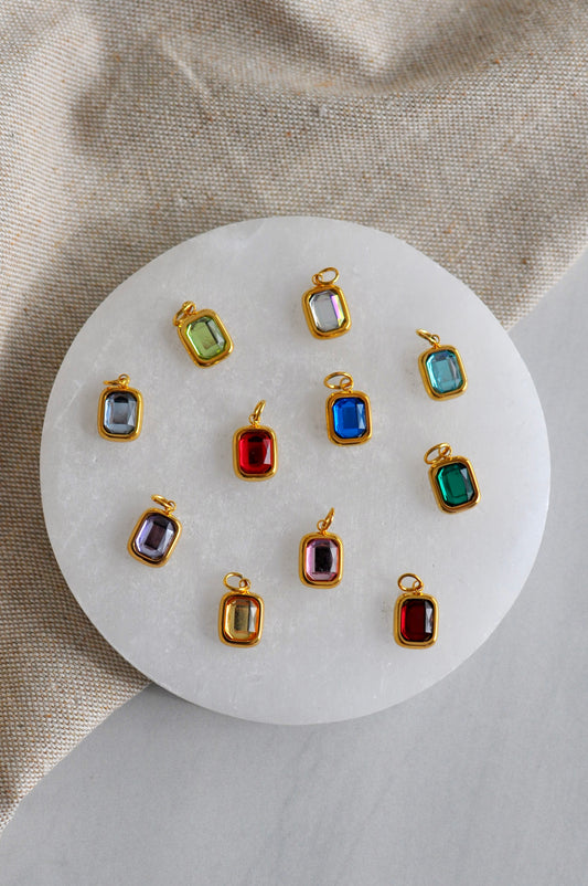 Birthstone Rectangle Charm