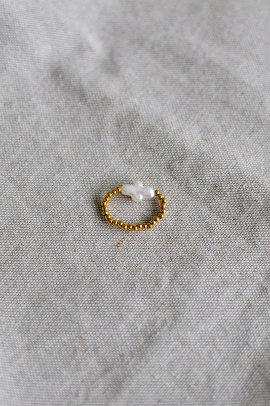 Gold Cross Beaded Ring