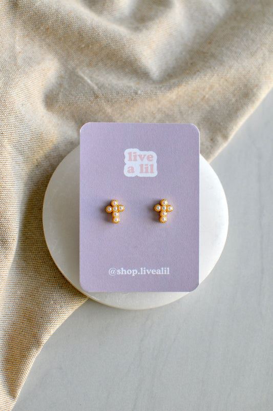 Pearl Cross Studs