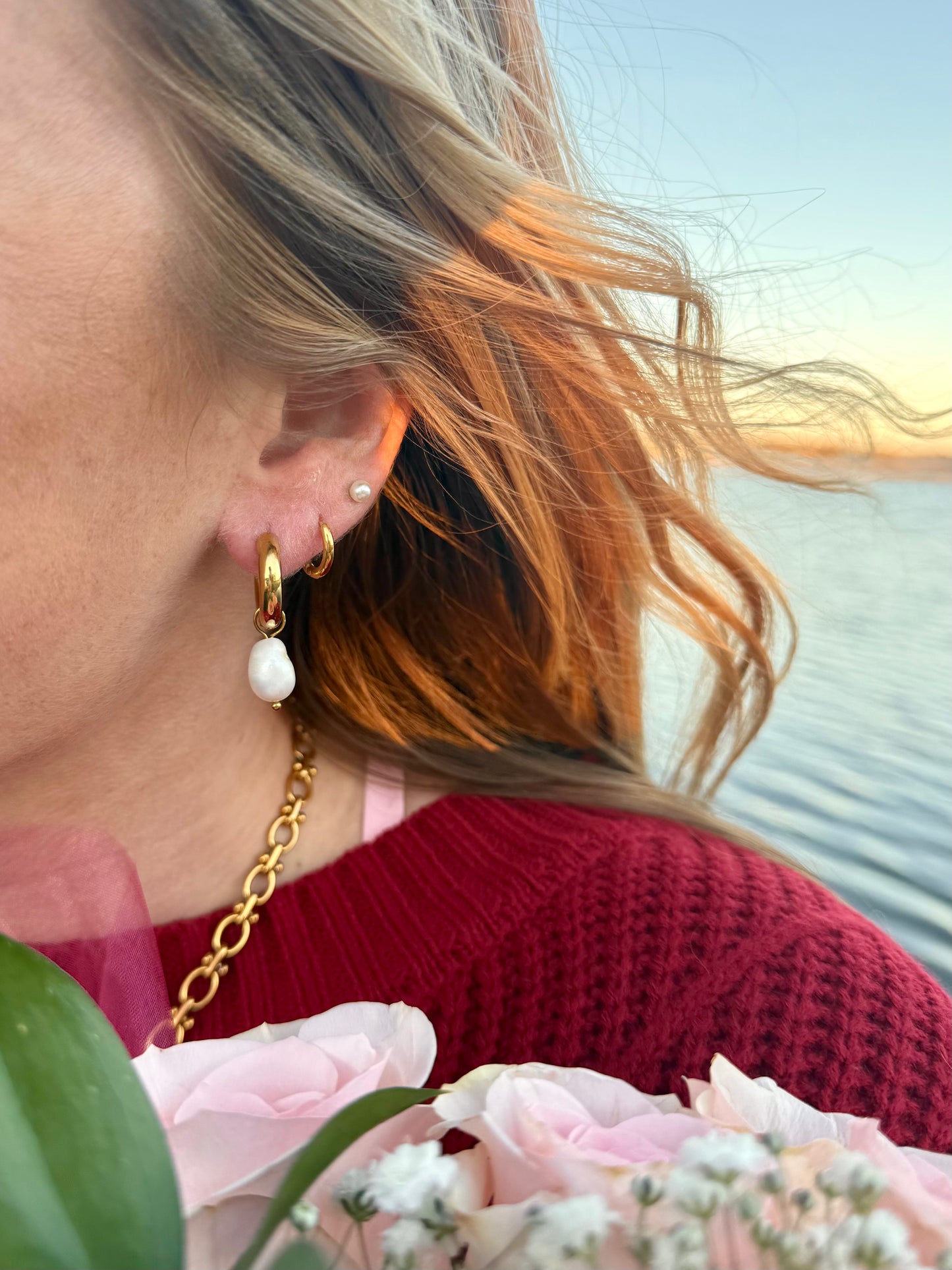 Thick Pearl Everyday Hoops