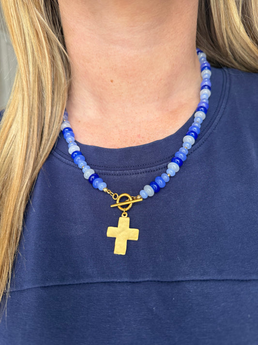 Cowboys Cross Beaded Necklace