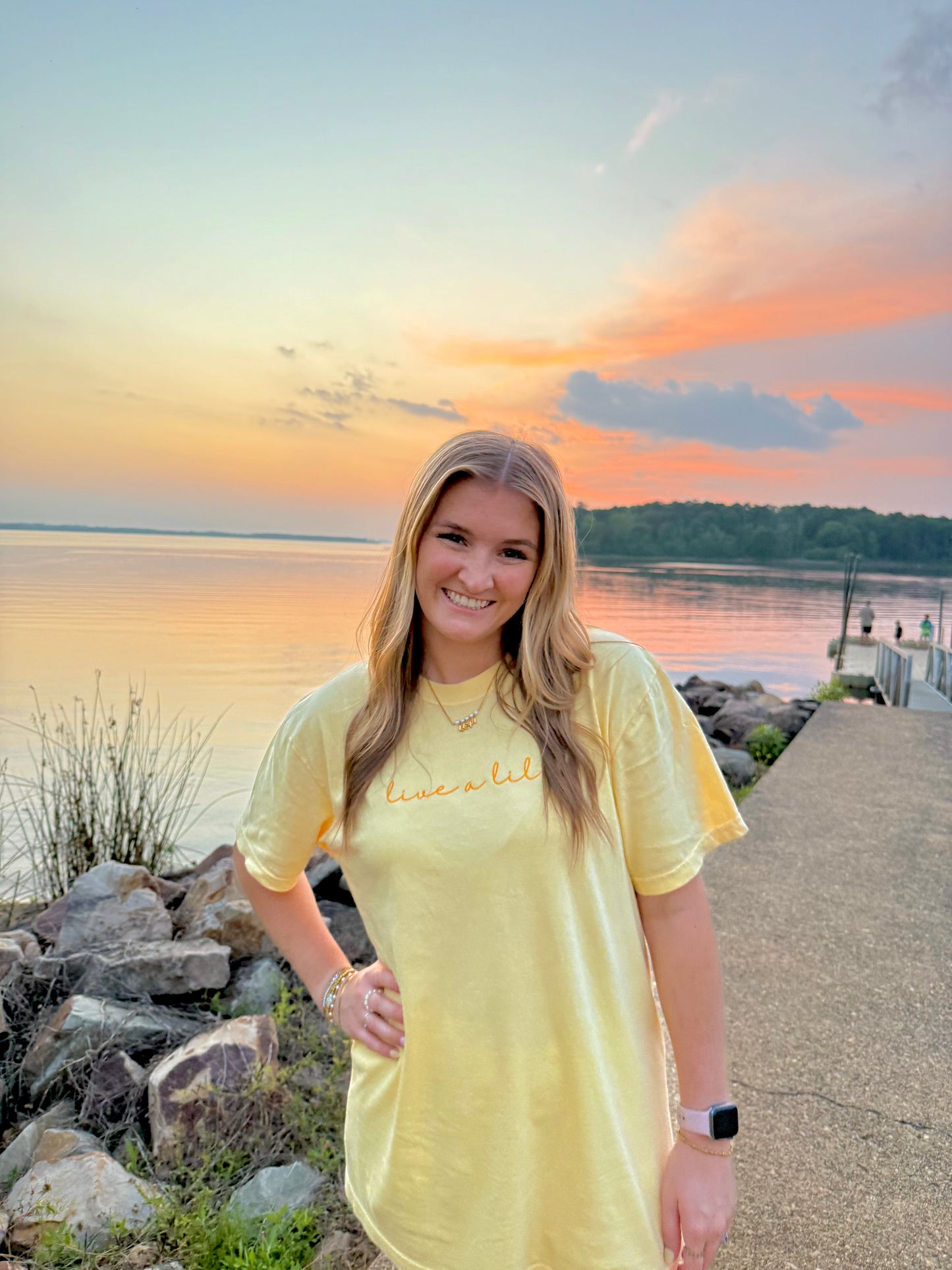 Butter Yellow Live A Lil Embroidered T-Shirt