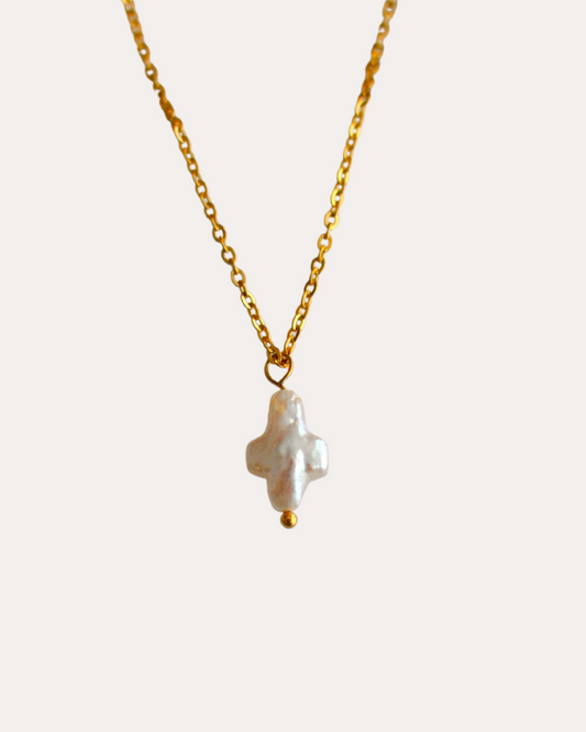 Pearl Cross Dainty Necklace