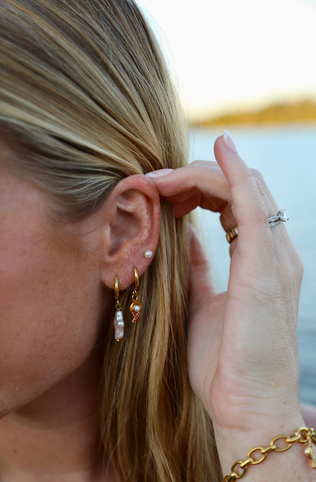 Freshwater Pearl Cross Charm